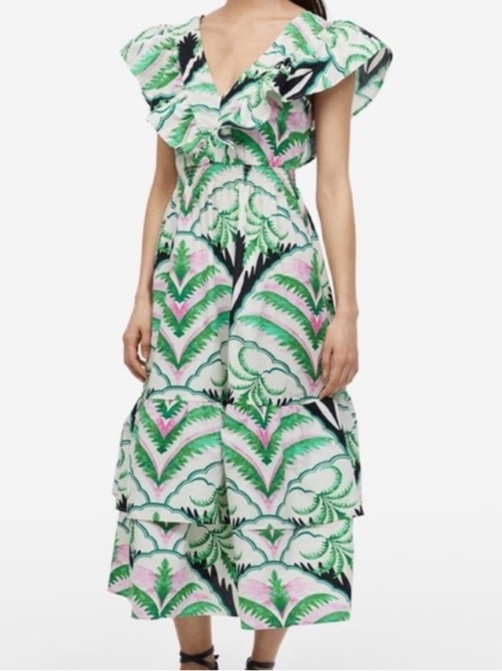 H&M Flounce Trimmed Maxi Dress, size Small.